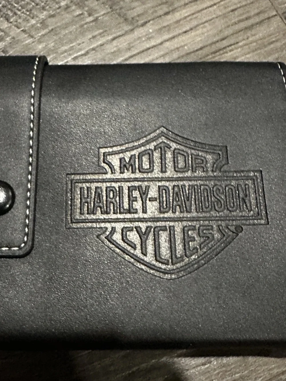 Harley-Davidson Black Oversized Trifold Organizer Zip Wallet Silver Eagle